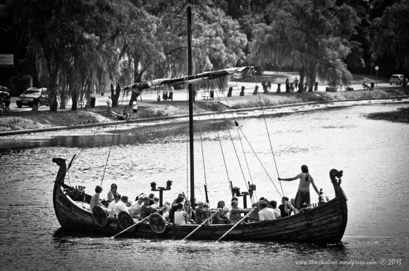 The Viking longboat 'Welet' on the Elbląg river